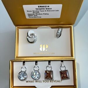 Versatile Grace Bomb Party Charming Hoops Smokey Topaz and Diamond CZ